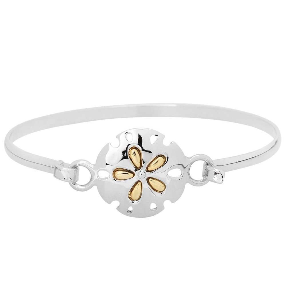 Two  toned  metal  sand  dollar  hook  bracelet
